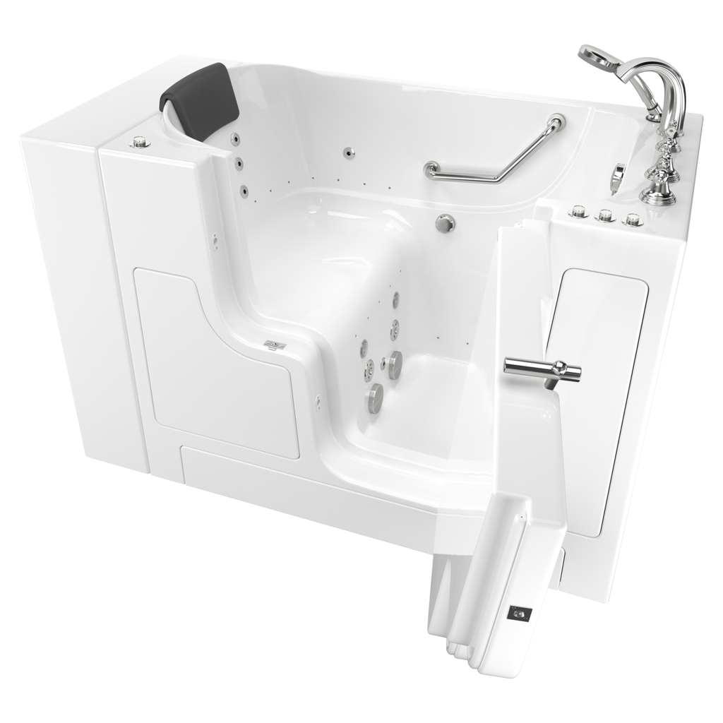Baignoire à porte 32 x 52 pouces, série gelcoat de première qualité avec systèmes combinés de spa à air et à remous - Vidange à droite avec robinet